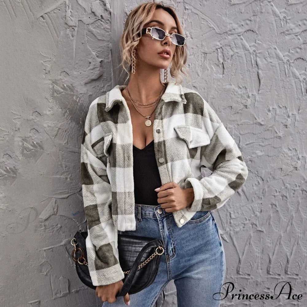 Loose Plaid Thick Coat
