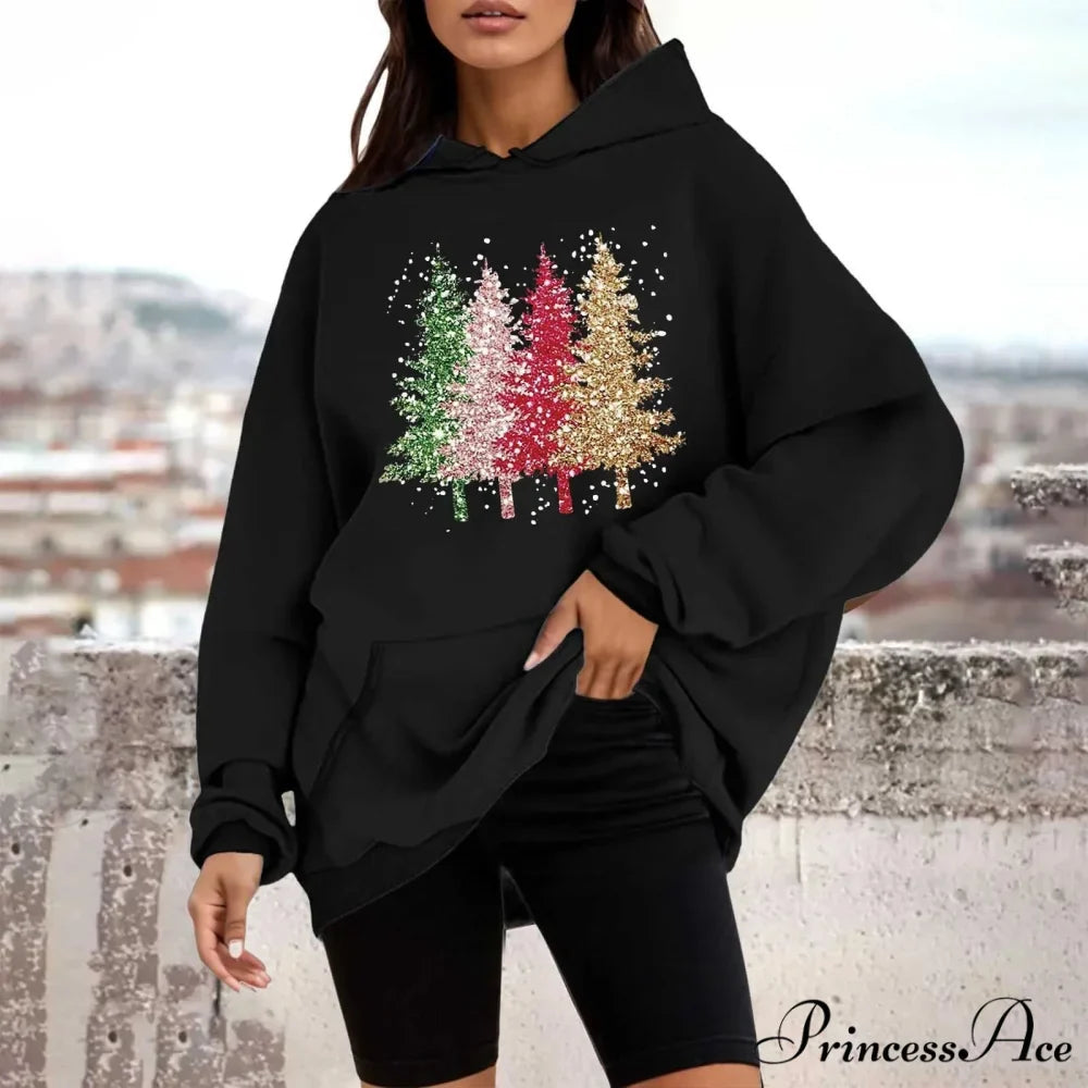 Loose Pullover Four Christmas Tree Crewneck New Autumn Christmas Hoodie