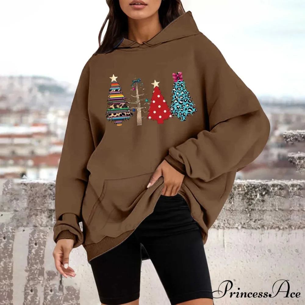 Loose Pullover Four Christmas Tree Crewneck New Autumn Christmas Hoodie