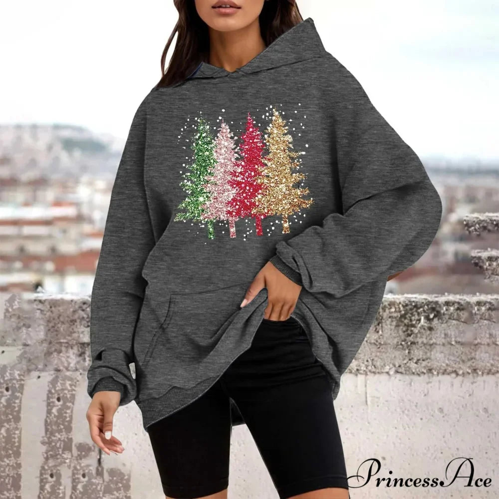 Loose Pullover Four Christmas Tree Crewneck New Autumn Christmas Hoodie