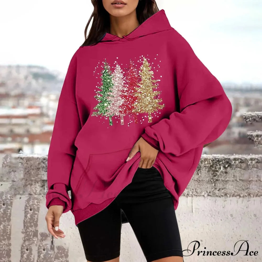 Loose Pullover Four Christmas Tree Crewneck New Autumn Christmas Hoodie