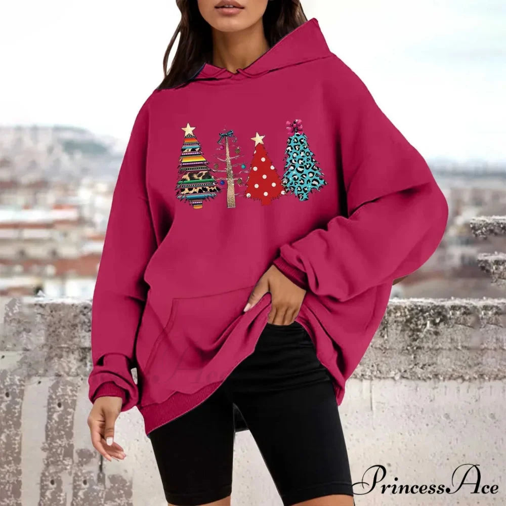 Loose Pullover Four Christmas Tree Crewneck New Autumn Christmas Hoodie