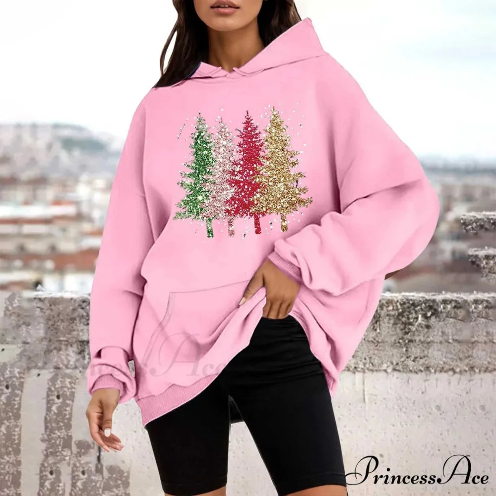 Loose Pullover Four Christmas Tree Crewneck New Autumn Christmas Hoodie