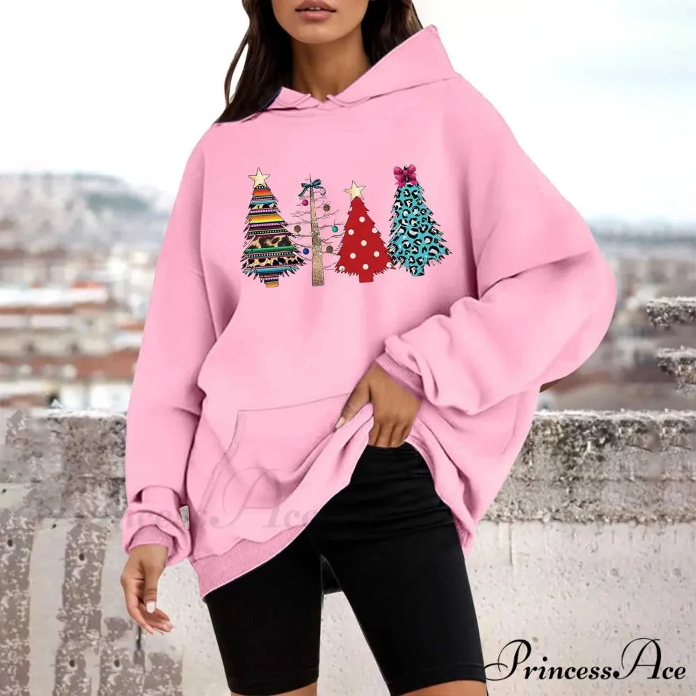 Loose Pullover Four Christmas Tree Crewneck New Autumn Christmas Hoodie