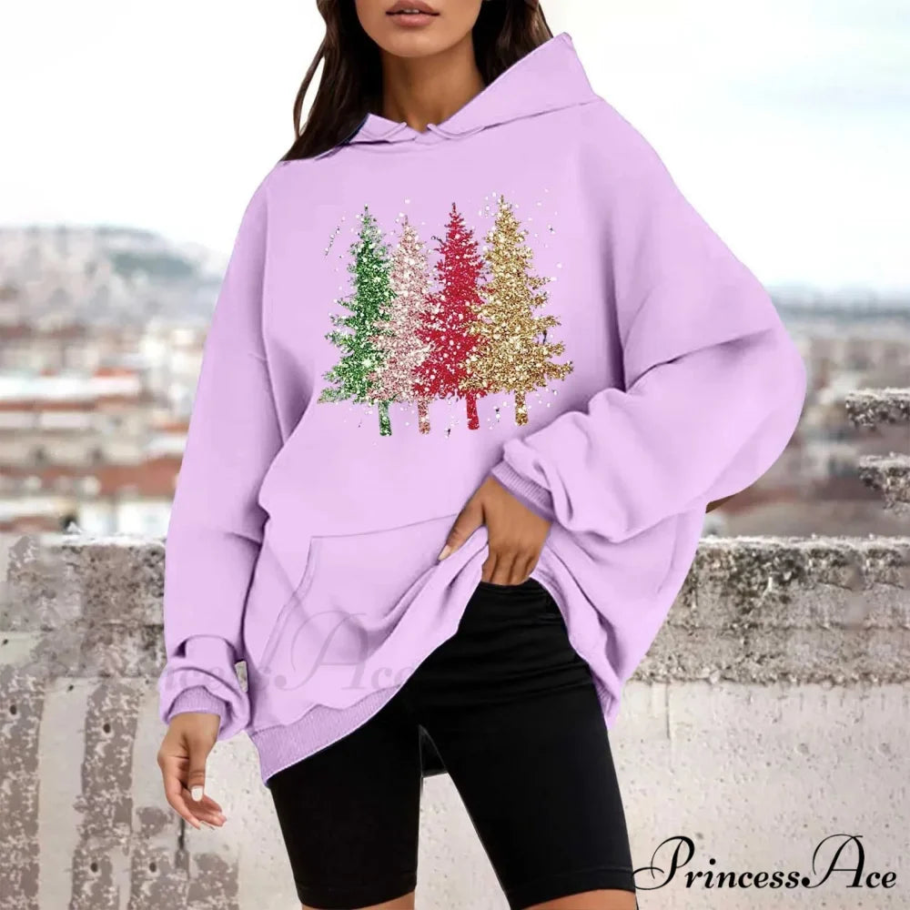 Loose Pullover Four Christmas Tree Crewneck New Autumn Christmas Hoodie