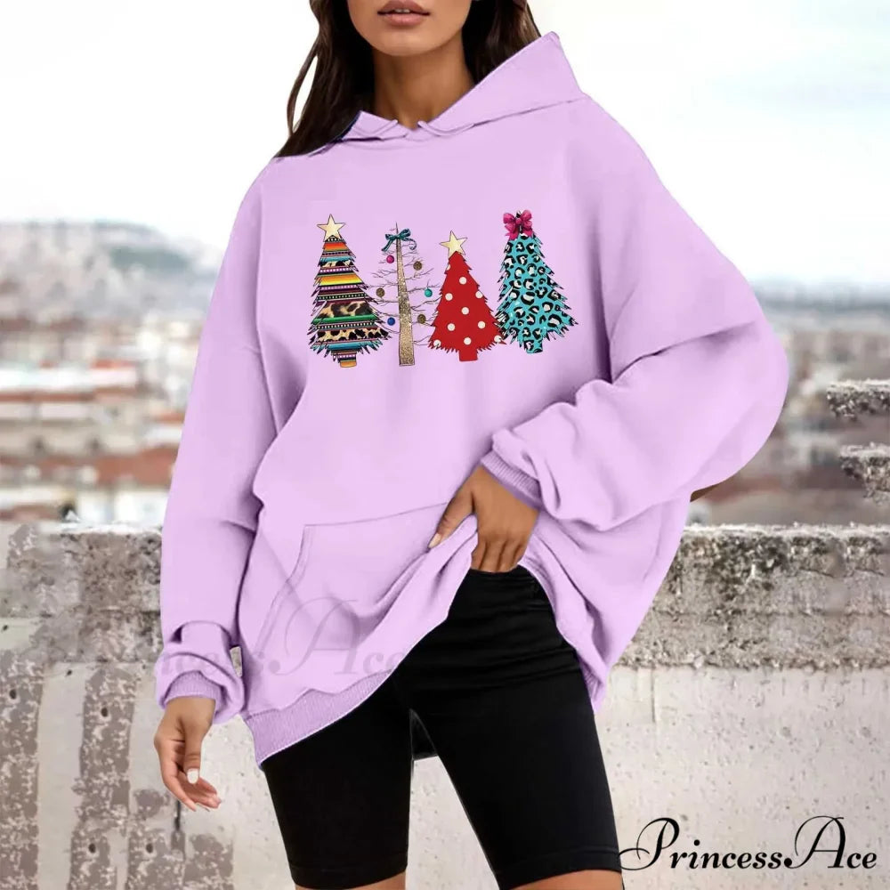 Loose Pullover Four Christmas Tree Crewneck New Autumn Christmas Hoodie