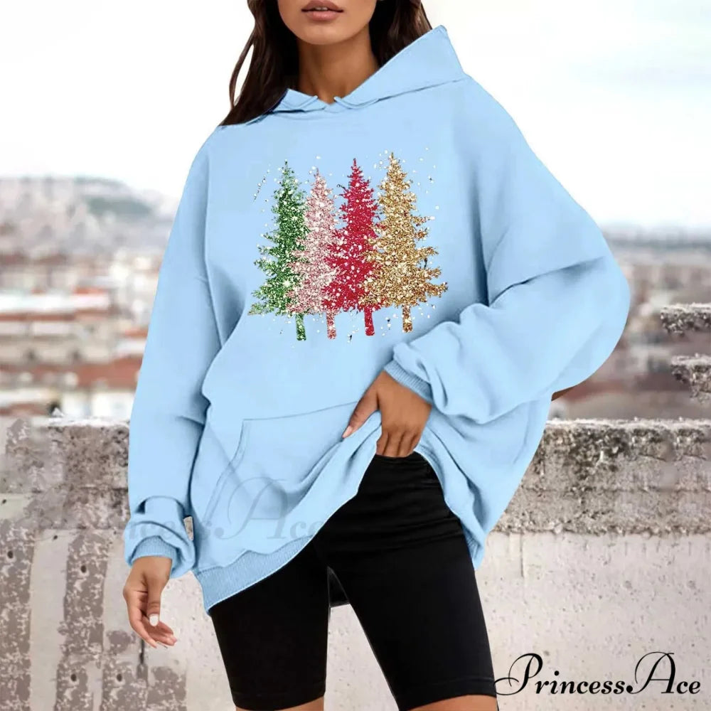 Loose Pullover Four Christmas Tree Crewneck New Autumn Christmas Hoodie