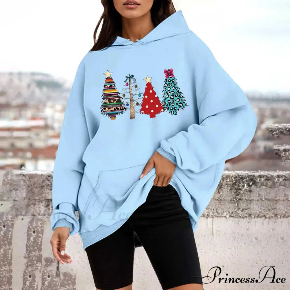 Loose Pullover Four Christmas Tree Crewneck New Autumn Christmas Hoodie