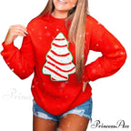 Loose Pullover Snowflake Letter Embroidery Crew Neck Long Sleeve Christmas Hoodie