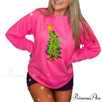 Loose Pullover Snowflake Letter Embroidery Crew Neck Long Sleeve Christmas Hoodie