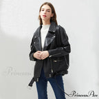 Loose Sashes Casual Biker Outwear Coat