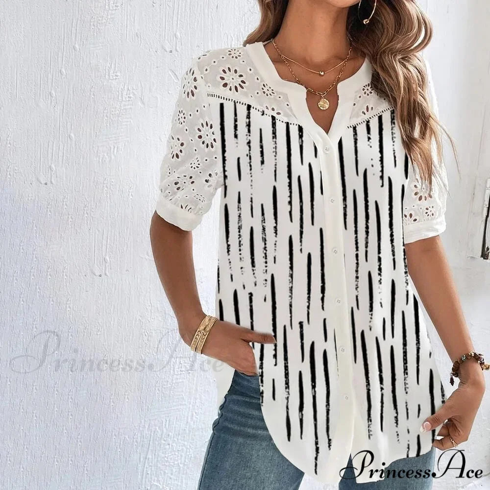 Loose Shirt Elegant Short Sleeve Blouse