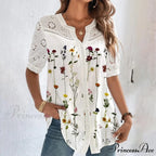 Loose Shirt Elegant Short Sleeve Blouse