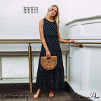 Loose Sleeveless Holiday Dot Print Long Maxi Dress