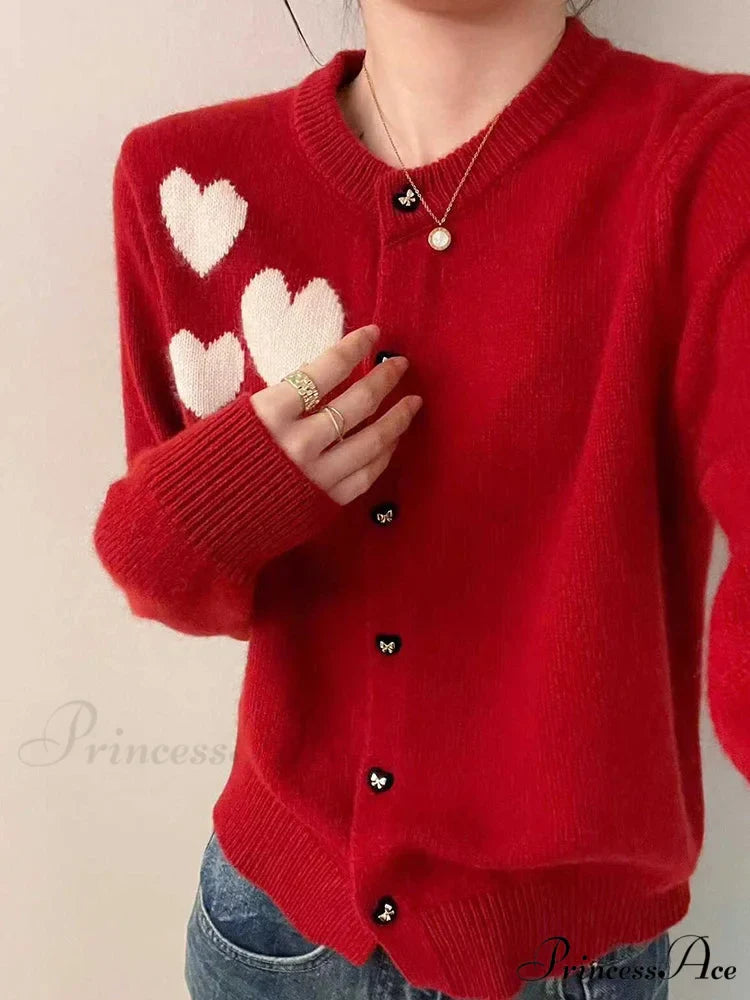 Love Print Vintage Sweet Cardigan