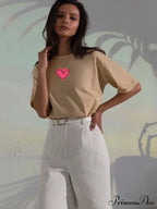 Love Printed Summer Cotton Plus Size Basic Women's Tee T-shirt