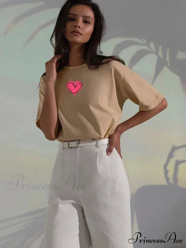 Love Printed Summer Cotton Plus Size Basic Women's Tee T-shirt