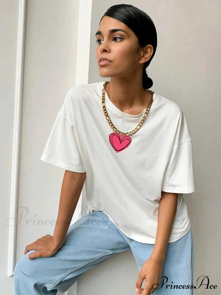 Love Printed Summer Cotton Plus Size Basic Women's Tee T-shirt