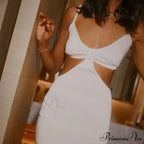 Low Cut Backless Ribbed Knitted Backless Dress