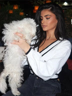 Low-cut Cropped Differentiating Cardigan