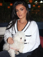 Low-cut Cropped Differentiating Cardigan