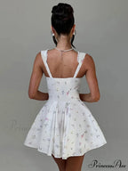 Low-cut Open-Backed Pleated Mini Dress