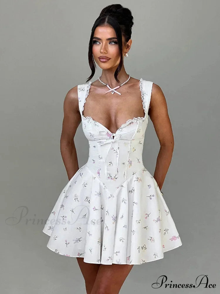 Low-cut Open-Backed Pleated Mini Dress