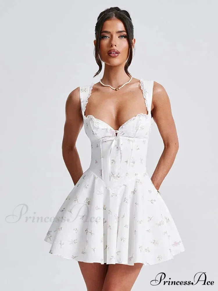 Low-cut Open-Backed Pleated Mini Dress