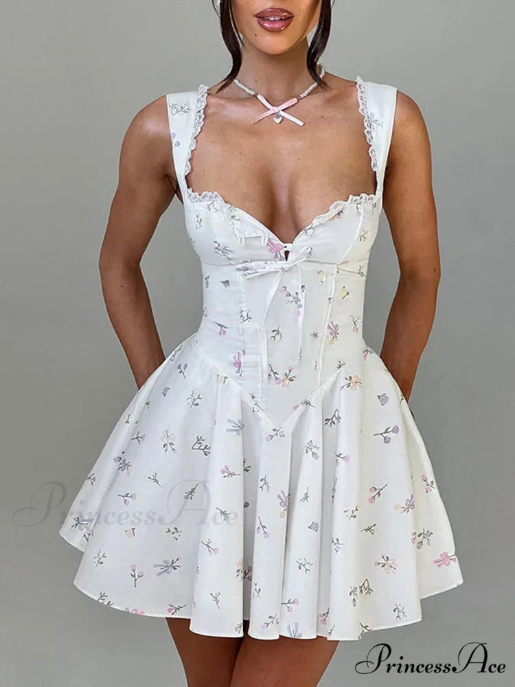 Low-cut Open-Backed Pleated Mini Dress