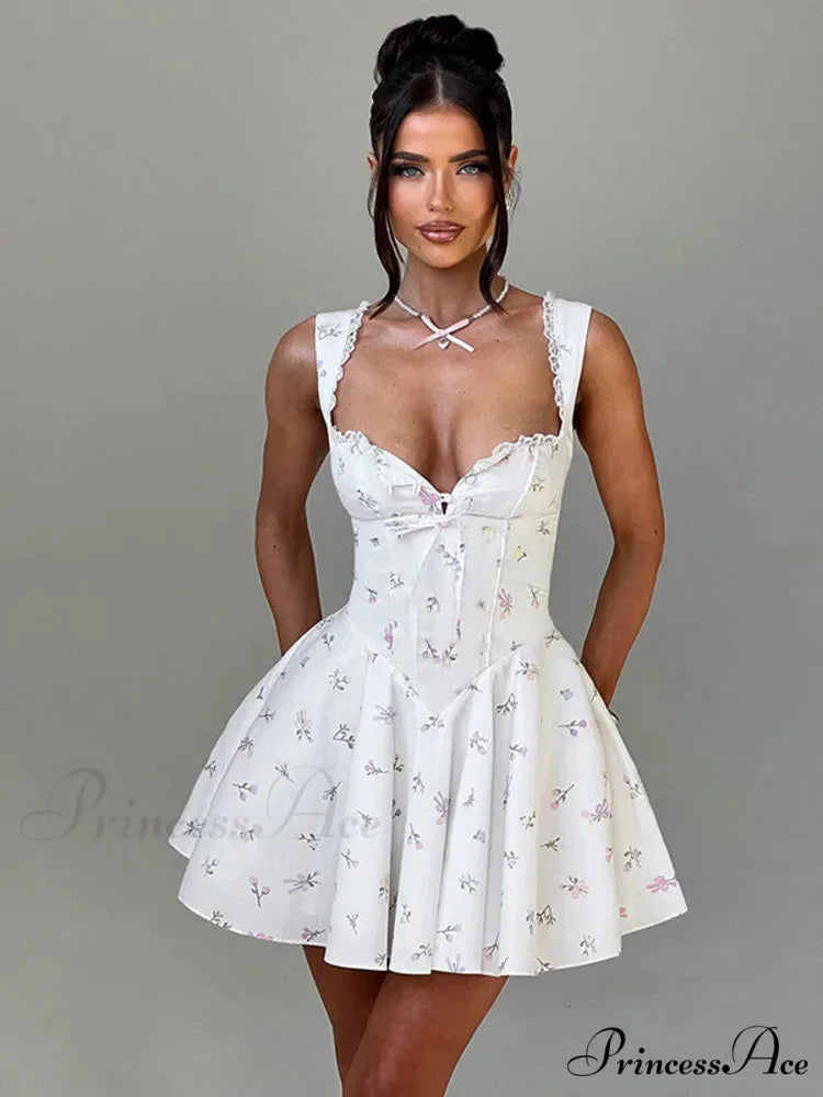 Low-cut Open-Backed Pleated Mini Dress