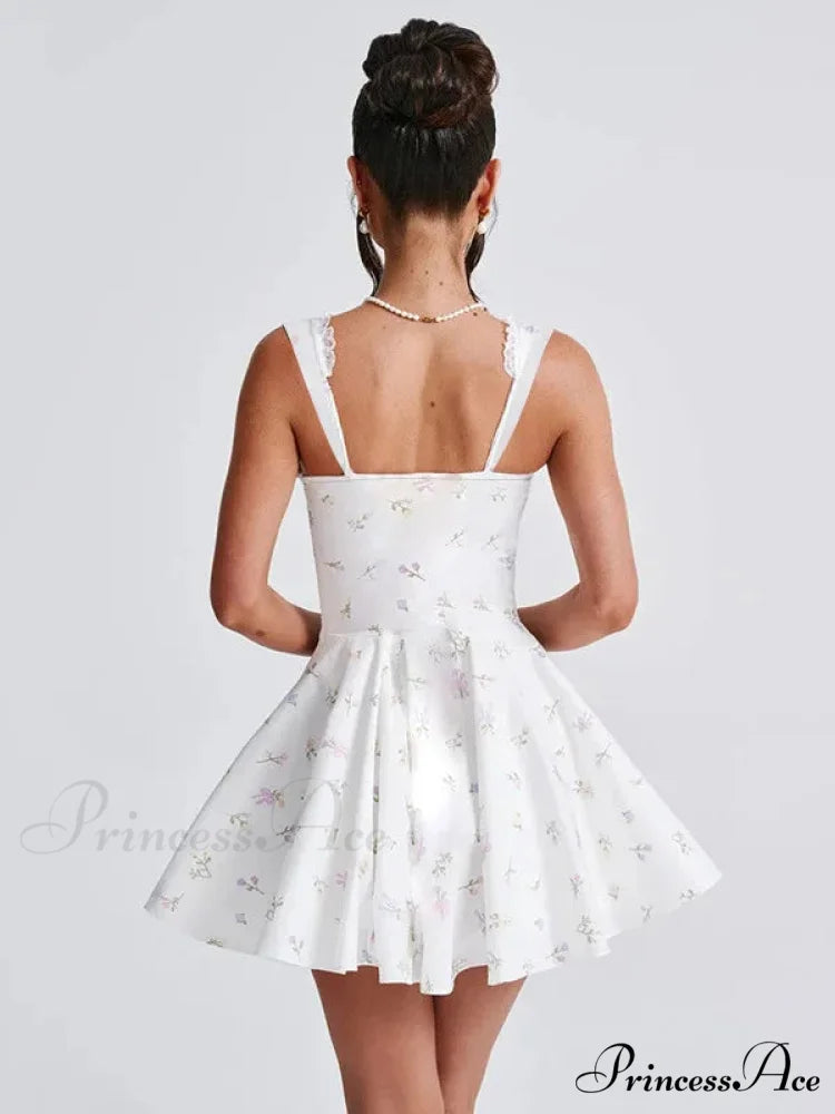 Low-cut Open-Backed Pleated Mini Dress