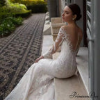 Low-cut Plunging Backless Trumpet Wedding Gown