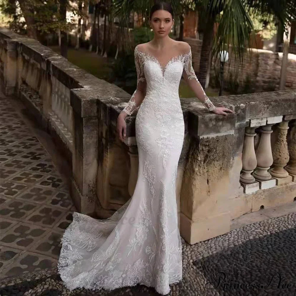 Low-cut Plunging Backless Trumpet Wedding Gown