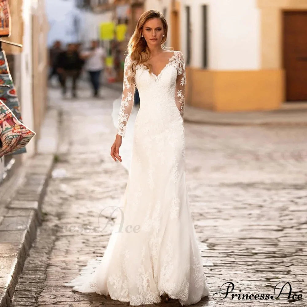 Low Plunging Backless Transparent Bridal Gown