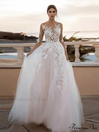 Low Plunging Neckline Tailored Fit Bridal Wedding Gown