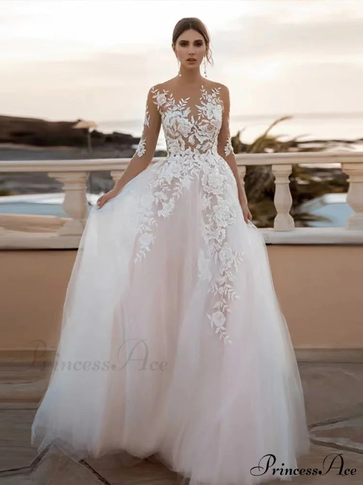 Low Plunging Neckline Tailored Fit Bridal Wedding Gown