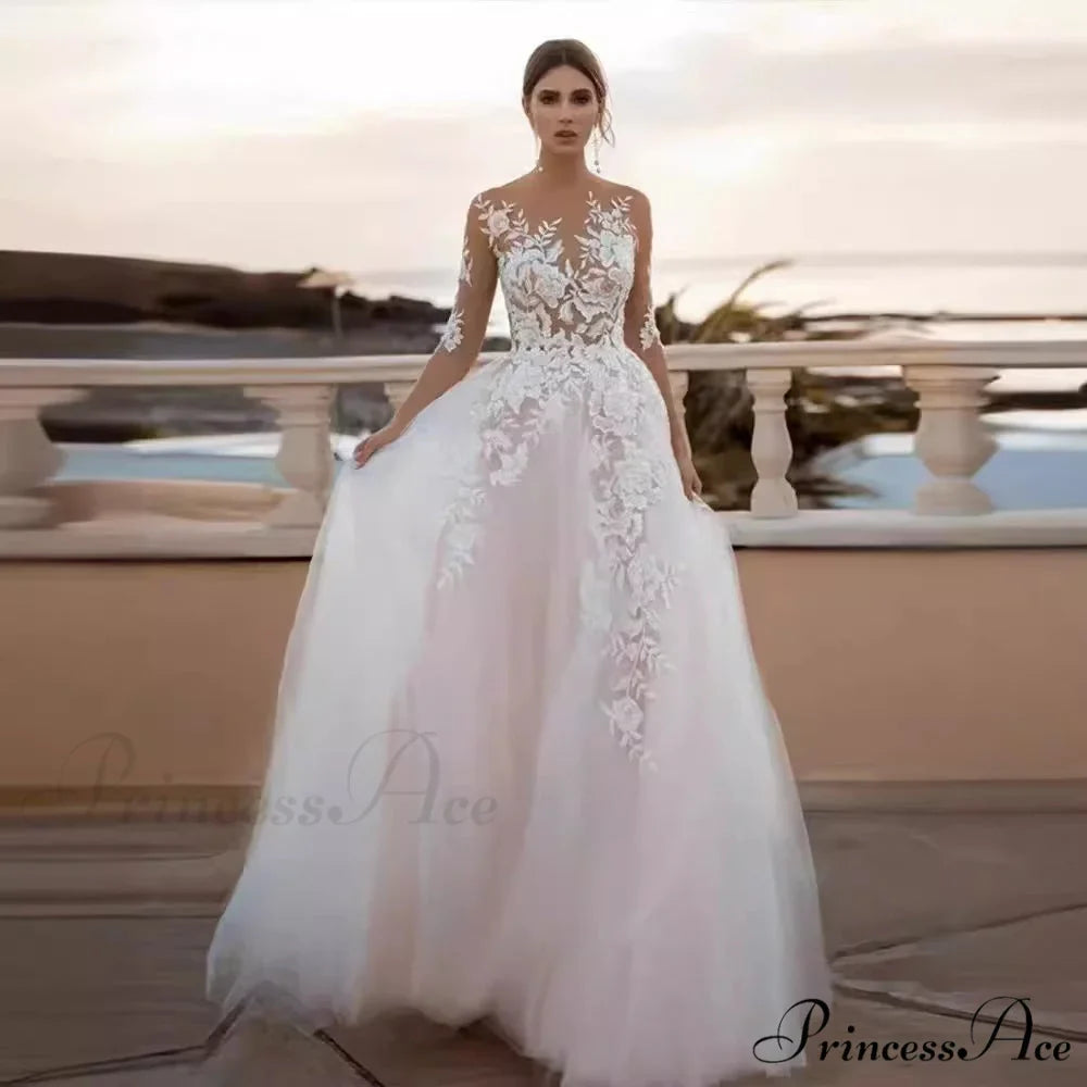 Low Plunging Neckline Tailored Fit Bridal Wedding Gown