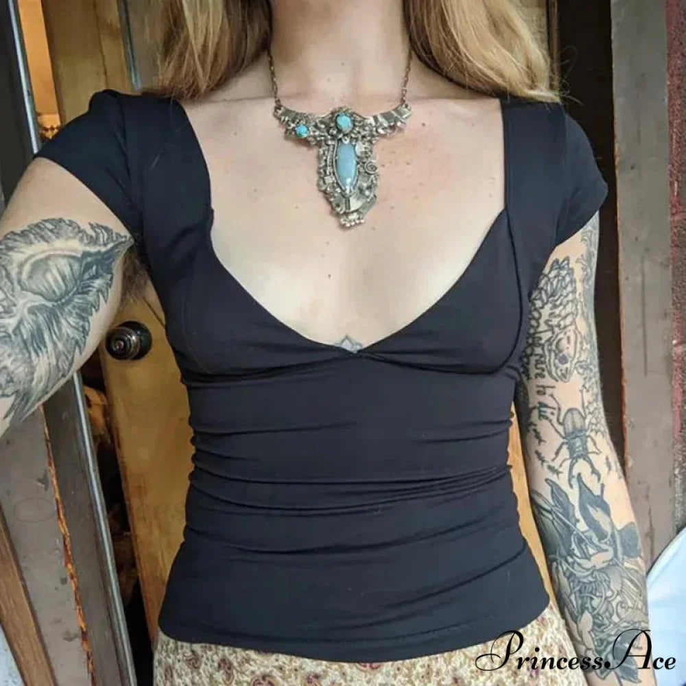 Low V Neck Short Top