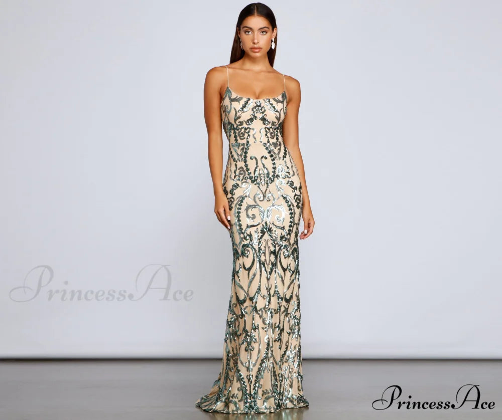 Luana Formal Open Charming Back Sequin Dress