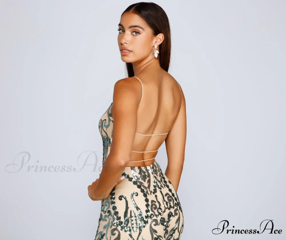 Luana Formal Open Charming Back Sequin Dress
