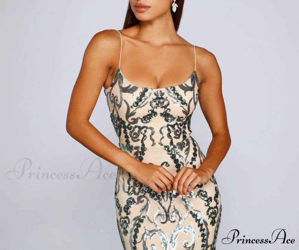 Luana Formal Open Charming Back Sequin Dress