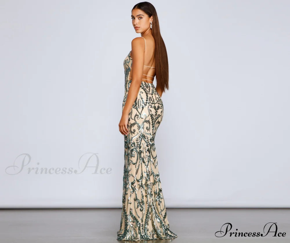 Luana Formal Open Charming Back Sequin Dress