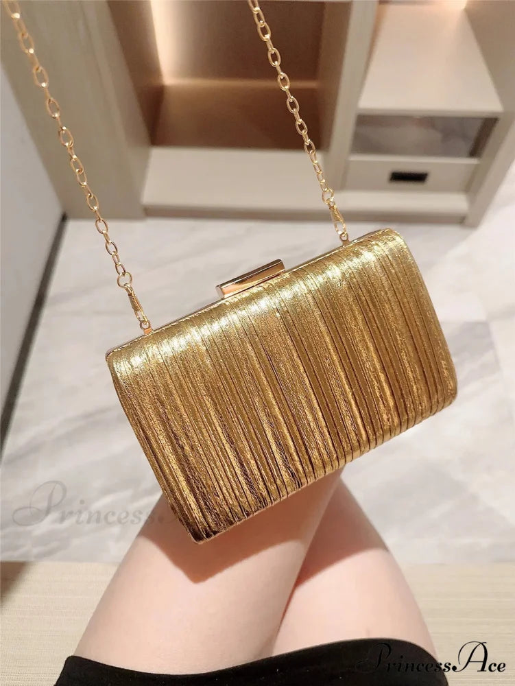Luxury Dinner Pu Clutch Bag Metallic Finish
