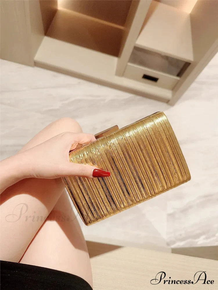 Luxury Dinner Pu Clutch Bag Metallic Finish