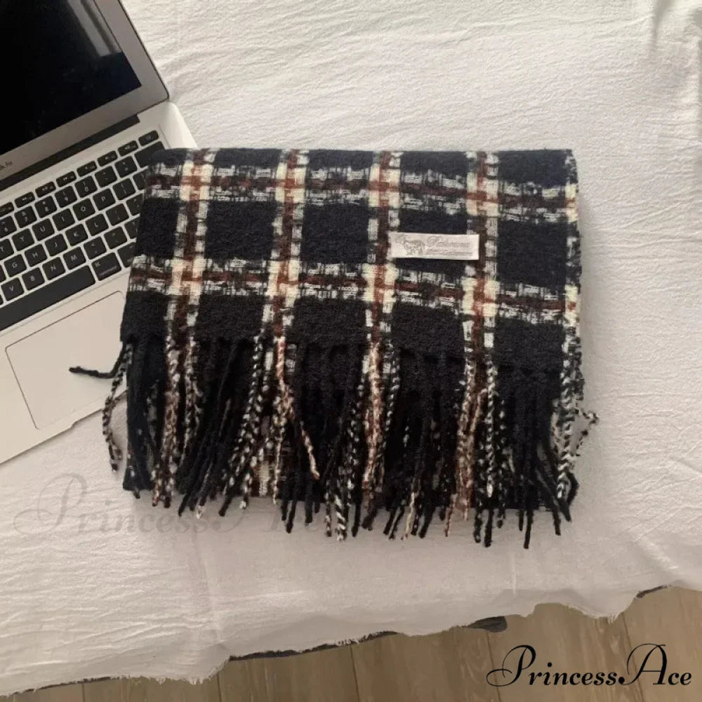Luxury Plaid Cashmere Long Bandana Pashmina Scarf for Women