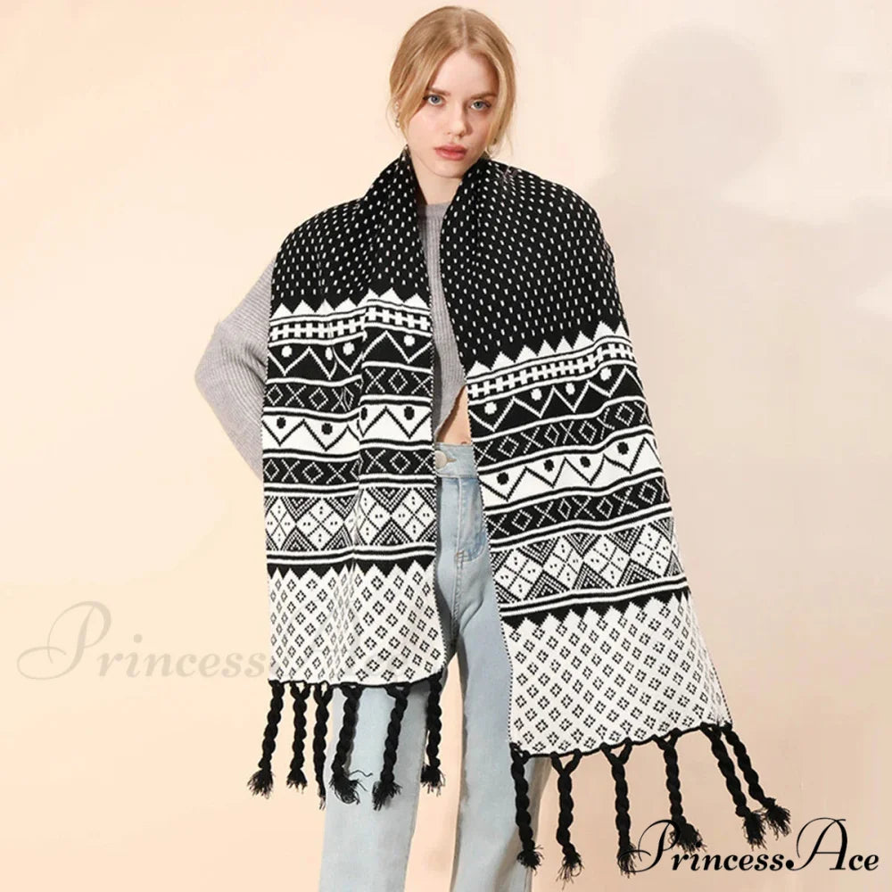 Luxury Plaid Cashmere Long Bandana Pashmina Scarf for Women