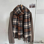 Luxury Plaid Cashmere Long Bandana Pashmina Scarf for Women