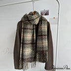 Luxury Plaid Cashmere Long Bandana Pashmina Scarf for Women