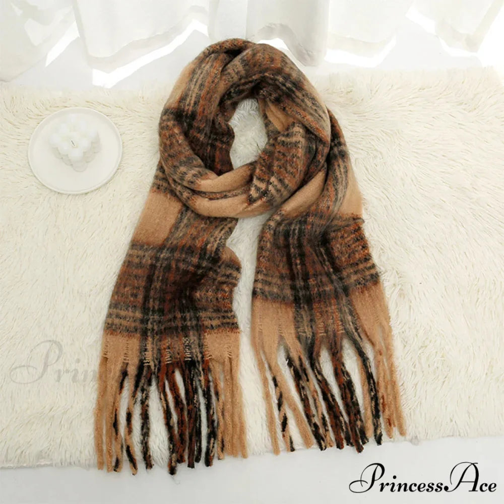 Luxury Plaid Cashmere Long Bandana Pashmina Scarf for Women