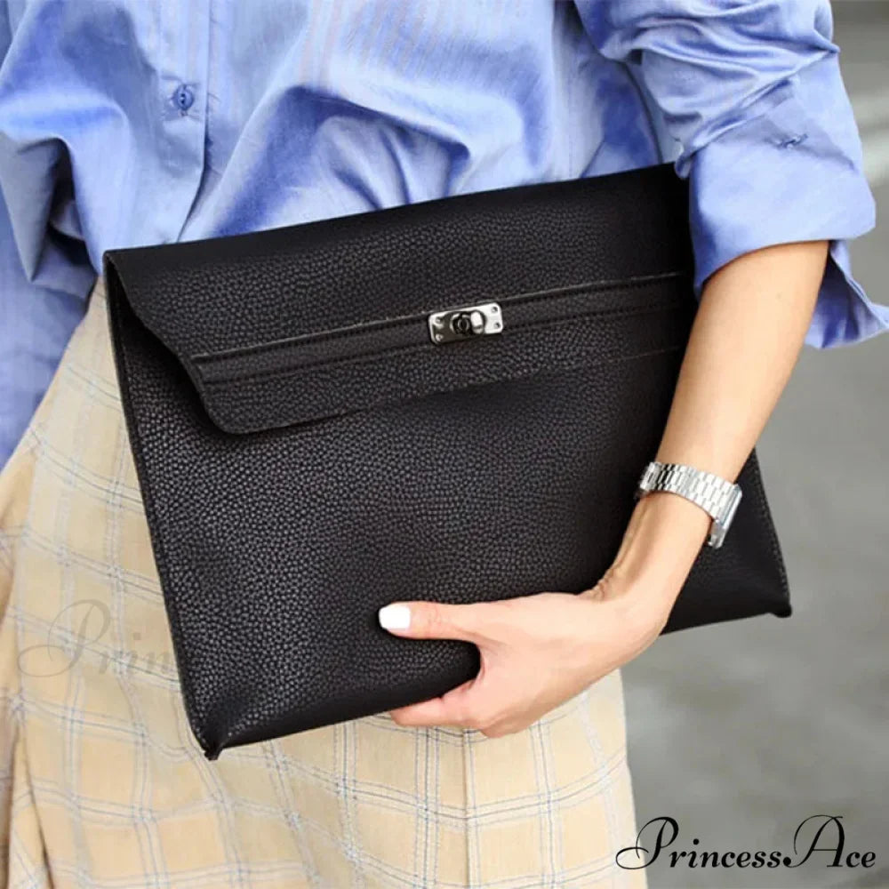 Lychee Design PU Leather Envelope Clutch